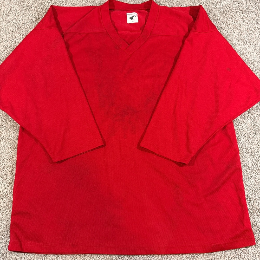 Pear Sox Jersey Mens XL Red Good Number 10 Mesh 3/4 Sleeve V-Neck Athletic Top